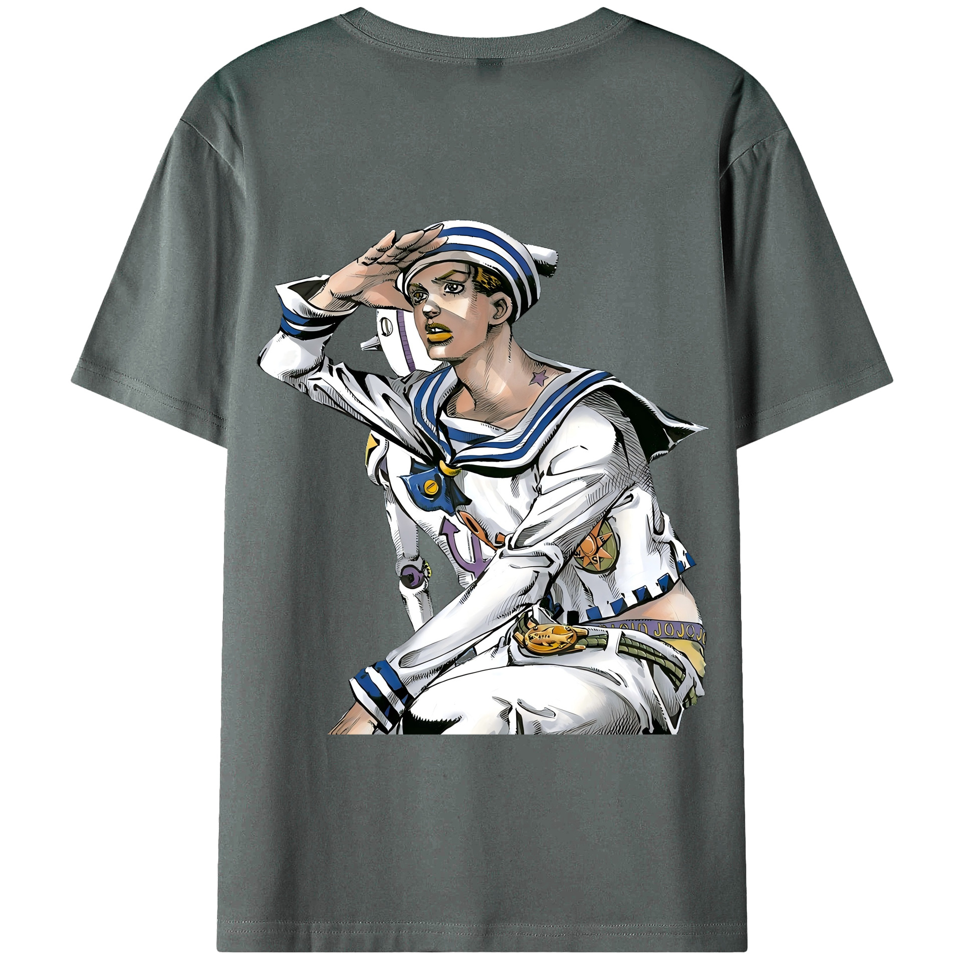 （画像用） ジョジョの奇妙な冒険 東方定助 JoJo's Bizarre Adventure Higashikata Josuke 綿100％半袖Tシャツ（背面プリント）